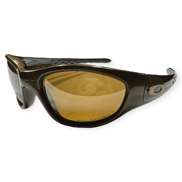 Oakley Ten X Polarized Sunglasses Gold Black Frame with Gold Lenses Retro Rare - Picture 1 of 9